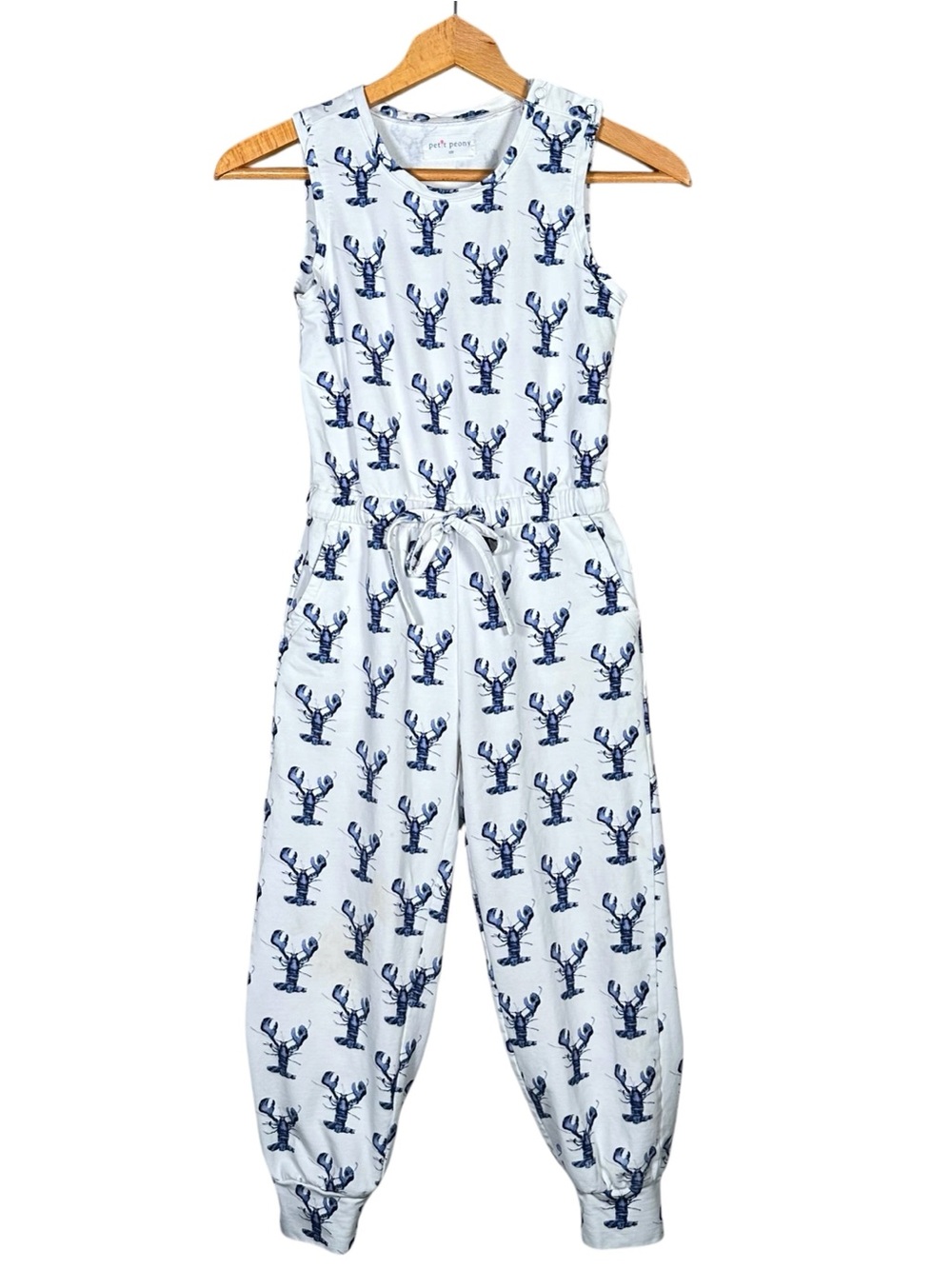 PETIT PEONY Lobster Print Organic Cotton Jumpsuit